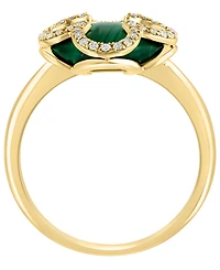 Effy Collection Diamond (1/8 ct. t.w.) and Malachite Ring in 14K Yellow Gold