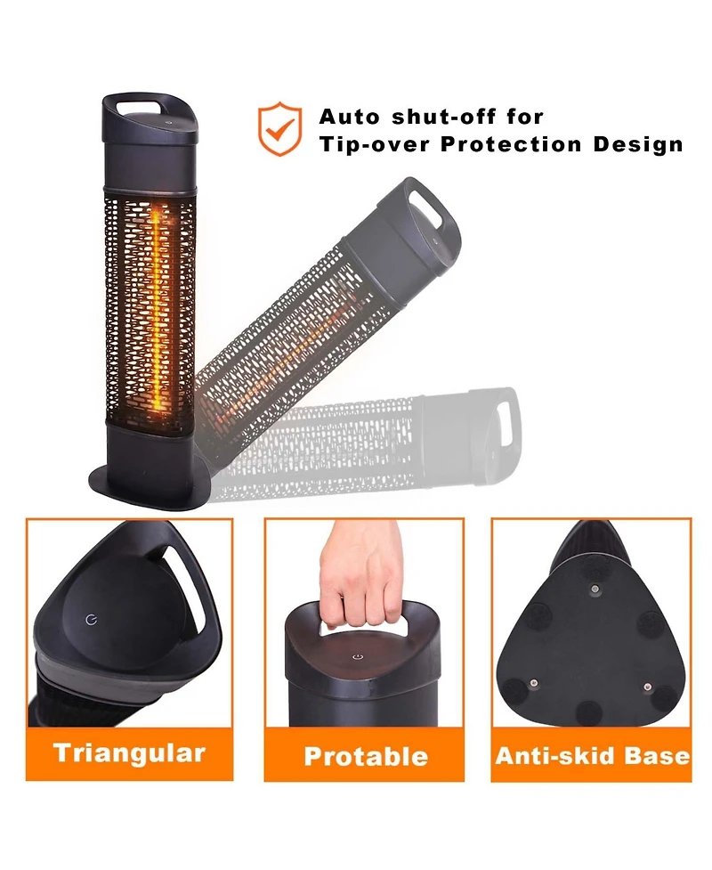 Zachvo Outdoor Electric Heater, 25.6" Waterproof Patio Heater with Touch & Rocker Switch