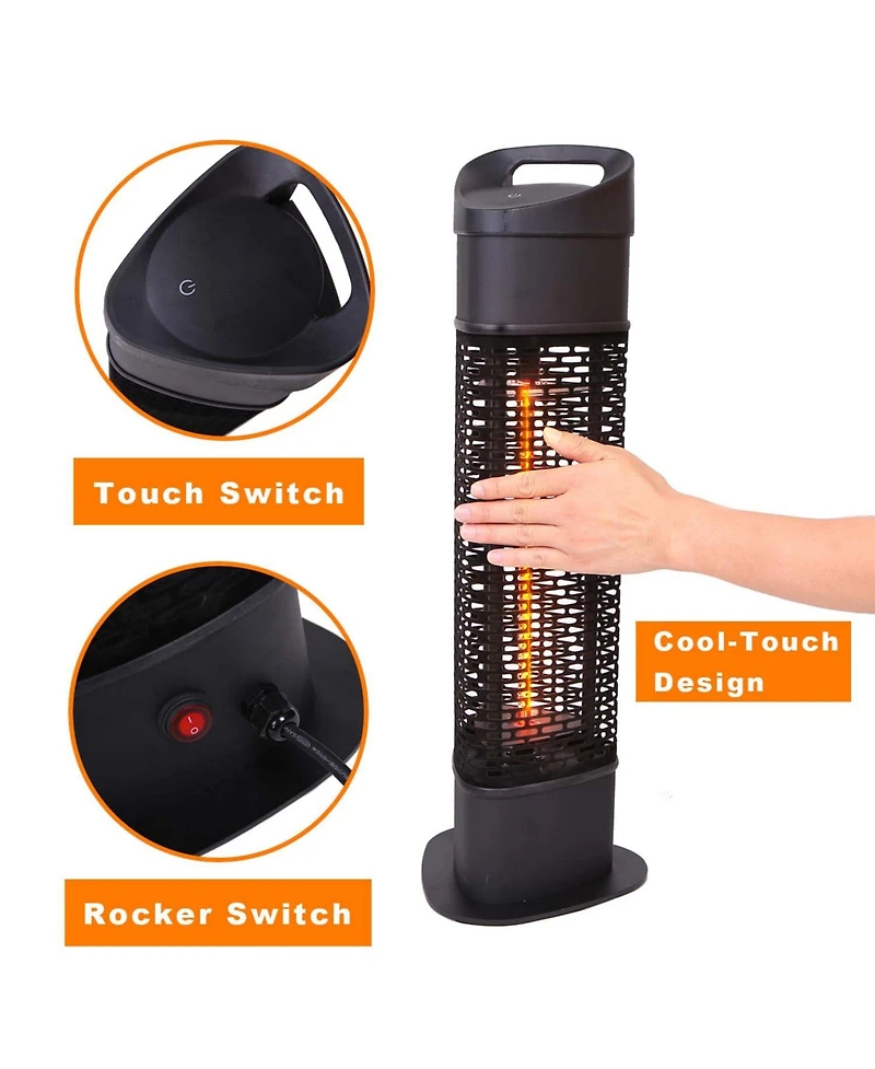 Zachvo Outdoor Electric Heater, 25.6" Waterproof Patio Heater with Touch & Rocker Switch