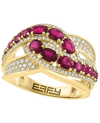 Effy Collection Diamond (1/2 ct. t.w.) and Sapphire (2-1/20 Ring 14K Yellow Gold (Also Emerald Ruby)