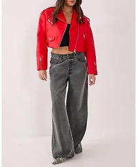 Nasty Gal Faux Leather Boxy Biker