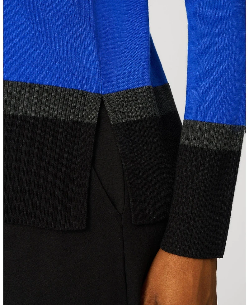 Cable & Gauge Women's Colorblock V-Neck Rib Tunic Sweater