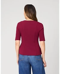 Cable & Gauge Women's Minimalist Scuba Peplum Top