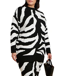 Eloquii Women's Oversized Zebra Intarsia Sweater