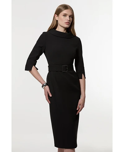 Karen Millen Women's Crepe Roll Neck Midi Dress
