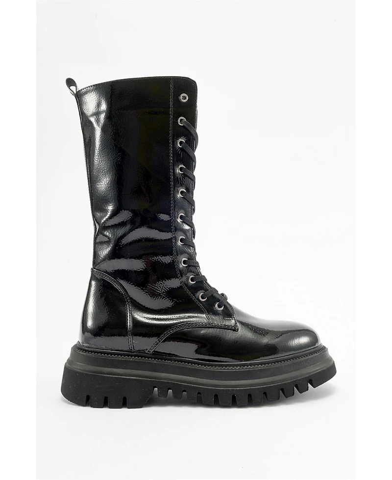 Prologue Shoes Piola Patent Combat Boot (Women)