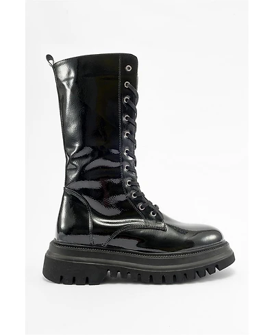 Prologue Shoes Piola Patent Combat Boot (Women)