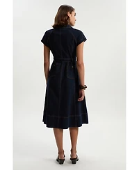 Karen Millen Women's Denim Corset Midi Dress