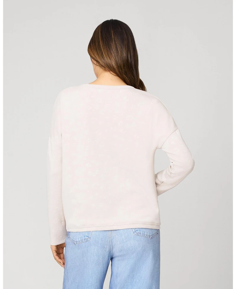 Cable & Gauge Women's Tonal Cheetah Modal Drop Shoulder Top