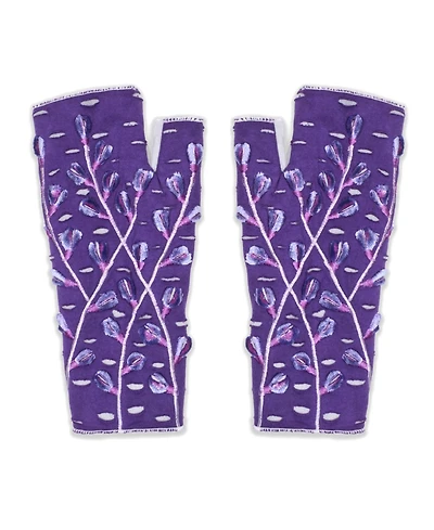 Feelgoodz Women s Artisan Crafted Fleece Lined Color Block Fingerless Gloves