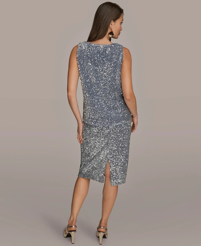 Donna Karan New York Women's Embellished Sequin Scoop Neck Camisole Top
