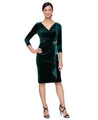 Alex Evenings Women's Velvet 3/4-Sleeve Sheath Dress