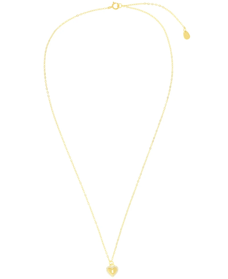 Macy's Cubic Zirconia Heart Key Pendant Necklace (0.10 ct. t.w.) Sterling Silver (also 14K Gold Over Silver)
