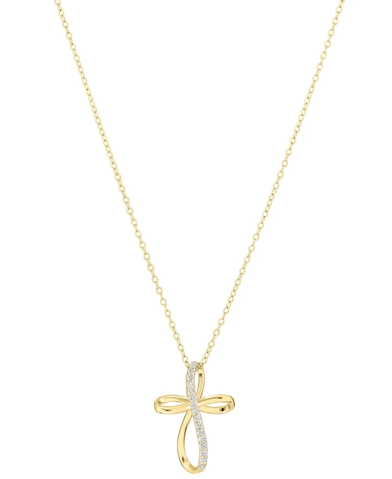 Macy's Cubic Zirconia Cross Necklace (0.14 ct. t.w.) Sterling Silver (also 14k Gold)