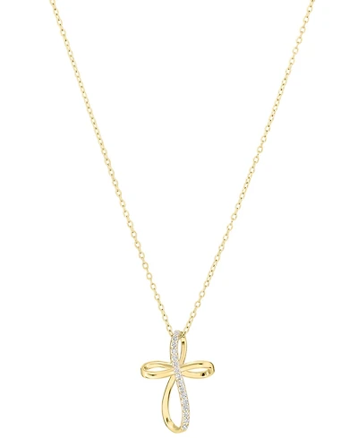 Macy's Cubic Zirconia Cross Necklace (0.14 ct. t.w.) Sterling Silver (also 14k Gold)