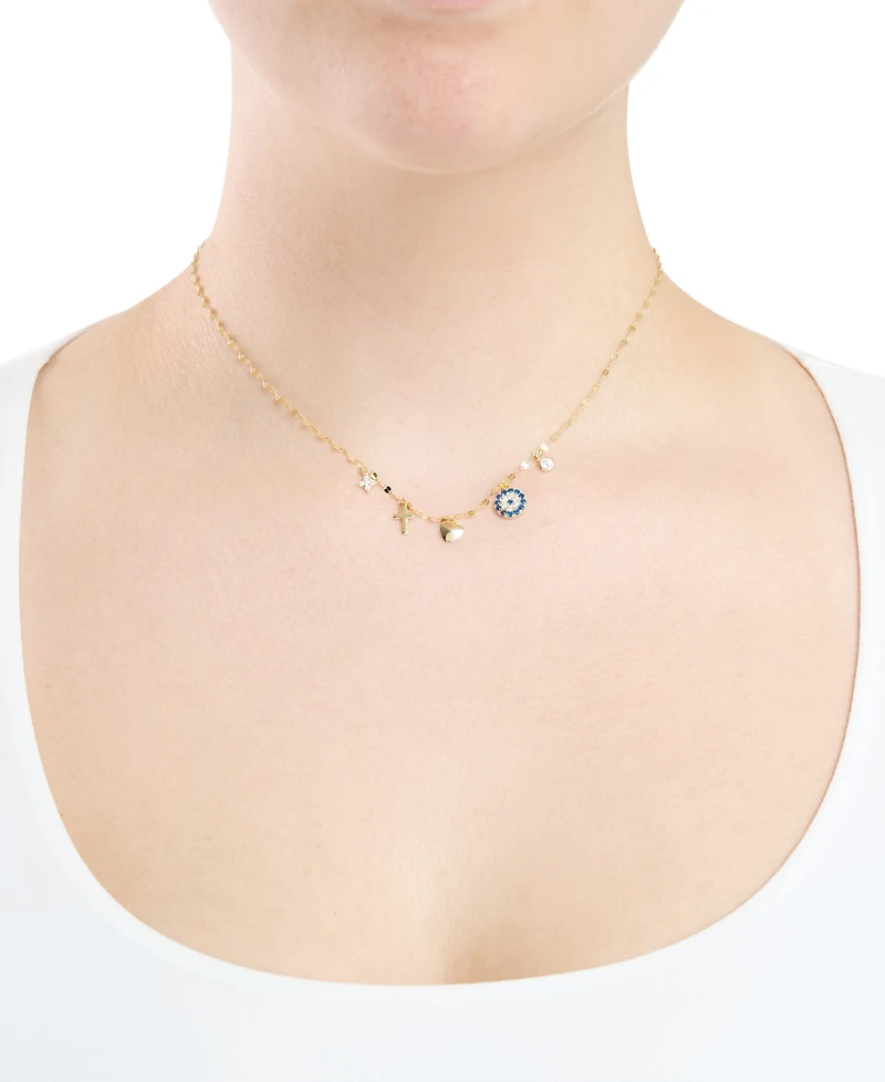 Macy's Cubic Zirconia Charm Pendant Necklace (0.31 ct. t.w.) Sterling Silver (also 14kK Gold Over Silver)