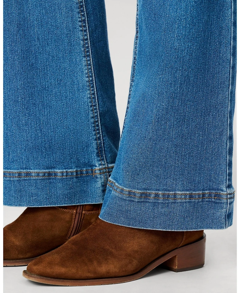Cable & Gauge Women's High Rise Retro Flare Jean, Medium Blue