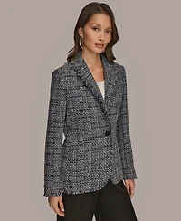 Donna Karan New York Women's Fringe Button Closure Jacket