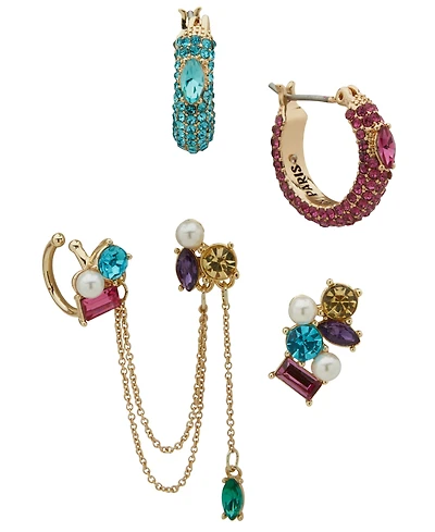 Emily in Paris 5-Pc. Glass Pearl, Glass Stone & Cubic Zirconia Gold-Tone Mismatch Earrings Set