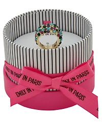 Emily in Paris Glass Stone & Cubic Zirconia Gold-Tone Pave Box Ring