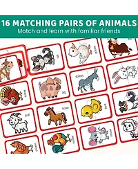 Quokka 16 Pairs of Wood Animals - Memory Matching Games for 2-4 Ages
