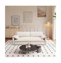 Maison Boucle 66" Queen Pull-Out Sofa Bed, Convertible 3-in-1 Velvet Sleeper Couch with Storage Pocket for Living Room or Guest Room-Maison