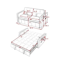 55.5" Pull-Out Sleeper Sofa Bed with Usb Ports & Adjustable Backrest, 2-Seater Convertible Couch Pillows for Small Spaces-Maison Boucle
