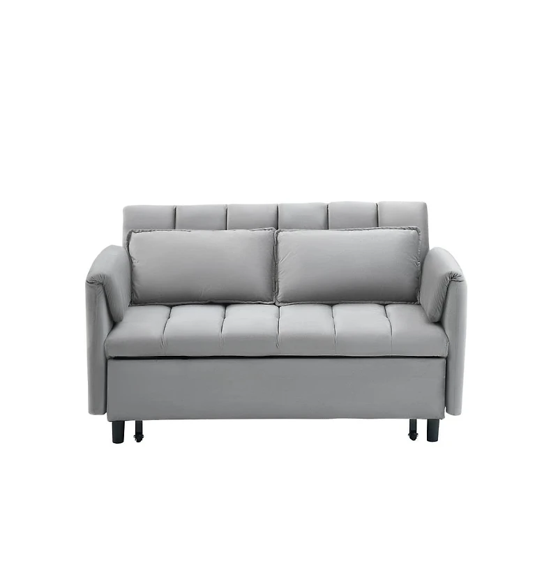 Maison Boucle 53" Pull-Out Sleeper Loveseat Sofa Bed, Convertible 3-in-1 Velvet Couch with Side Pockets & Back Support for Small Spaces-Maison Boucle