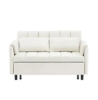 Maison Boucle 53" Pull-Out Sleeper Loveseat Sofa Bed, Convertible 3-in-1 Velvet Couch with Side Pockets & Back Support for Small Spaces-Maison
