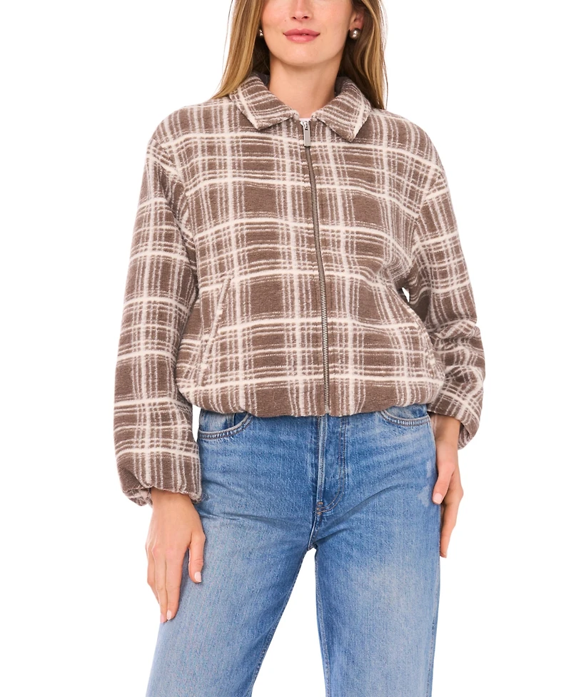 Vince Camuto Women's Collared Neck Cropped Bubble Jacket