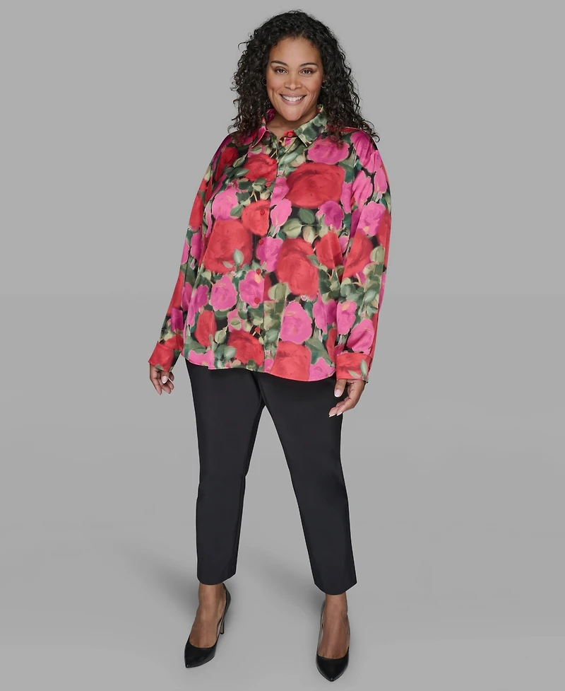 Karl Lagerfeld Paris Plus Floral Print Long Sleeve Top