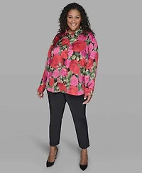 Karl Lagerfeld Paris Plus Floral Print Long Sleeve Top