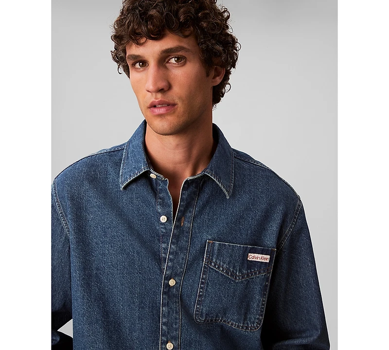 Calvin Klein Men's Button-Front Denim Overshirt