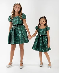 Rare Editions Girls 7-16 Brocade Puff Sleeves Dress