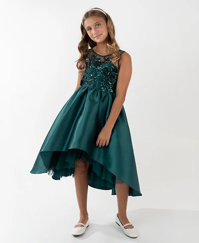 Rare Editions Girls 7-16 Sequin Applique Illusion Sleeveless Dress