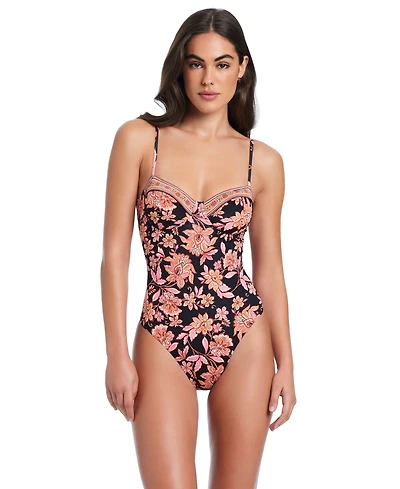 Red Carter Women's Sweetheart Neck One-Piece Swimsuit
