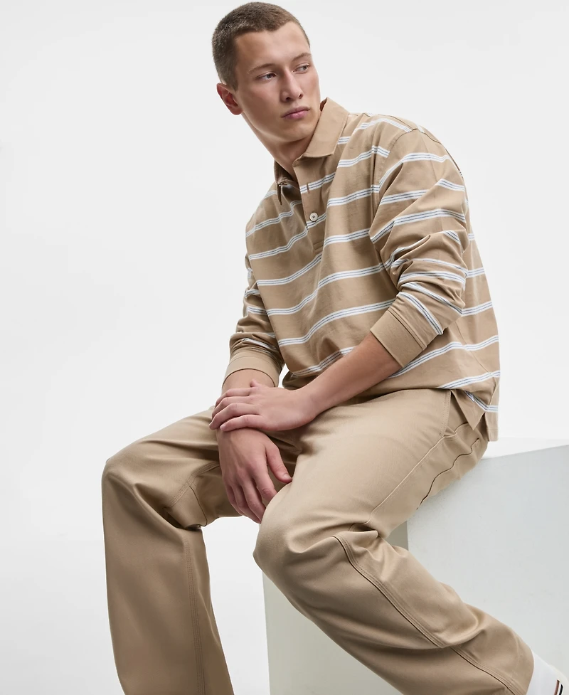 Hugo Boss Men's Nolongi Relaxed-Fit Long-Sleeve Striped Polo Shirt