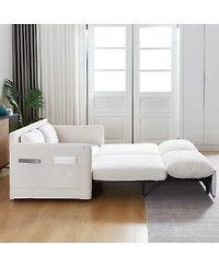 Maison Boucle 64.5 Inch 3-in-1 Corduroy Pull-Out Sleeper Sofa, Adjustable Loveseat Bed with Storage Pockets & 2 Pillows-Maison