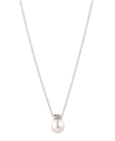 Lauren Ralph Lauren Cubic Zirconia & Imitation Pearl Sterling Silver Pendant Necklace