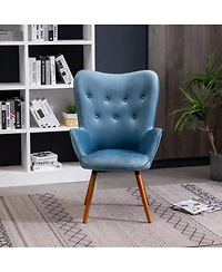 Jujabu Contemporary Silky Velvet Tufted Button Back Accent Chair