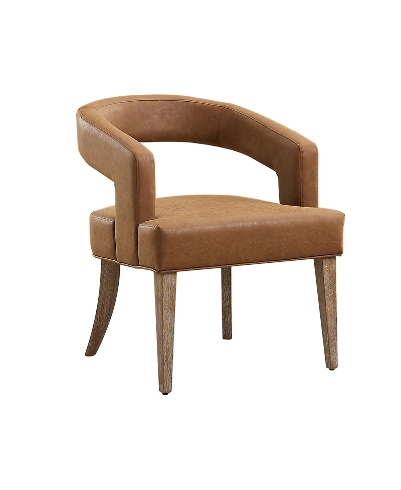 Jujabu 25.79" Wide Modern Barrel Open Back Upholstered Accent Chair with Solid Wood Legs
