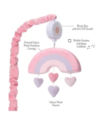 Bedtime Originals Rainbow Hearts Pink/Purple Musical Baby Crib Mobile Soother Toy