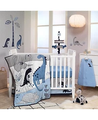 Lambs & Ivy Baby Dino Blue/Gray Dinosaur Musical Baby Crib Mobile Soother Toy