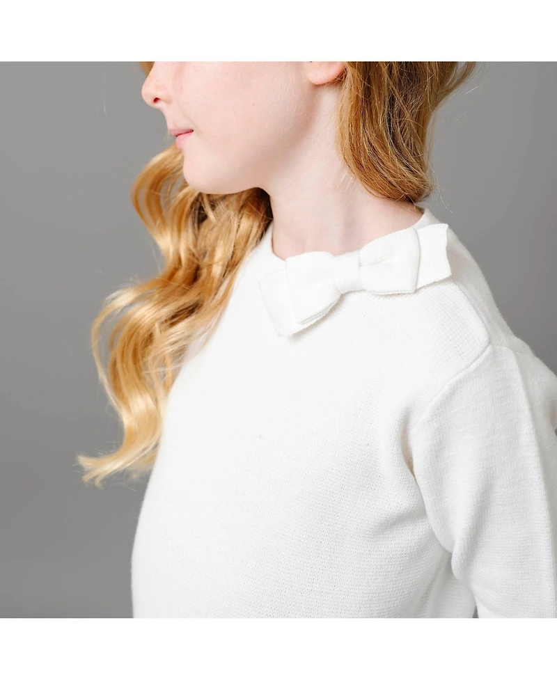 Hope & Henry Baby Girls Organic Long Sleeve Mock Neck Bow Detail Sweater Dress