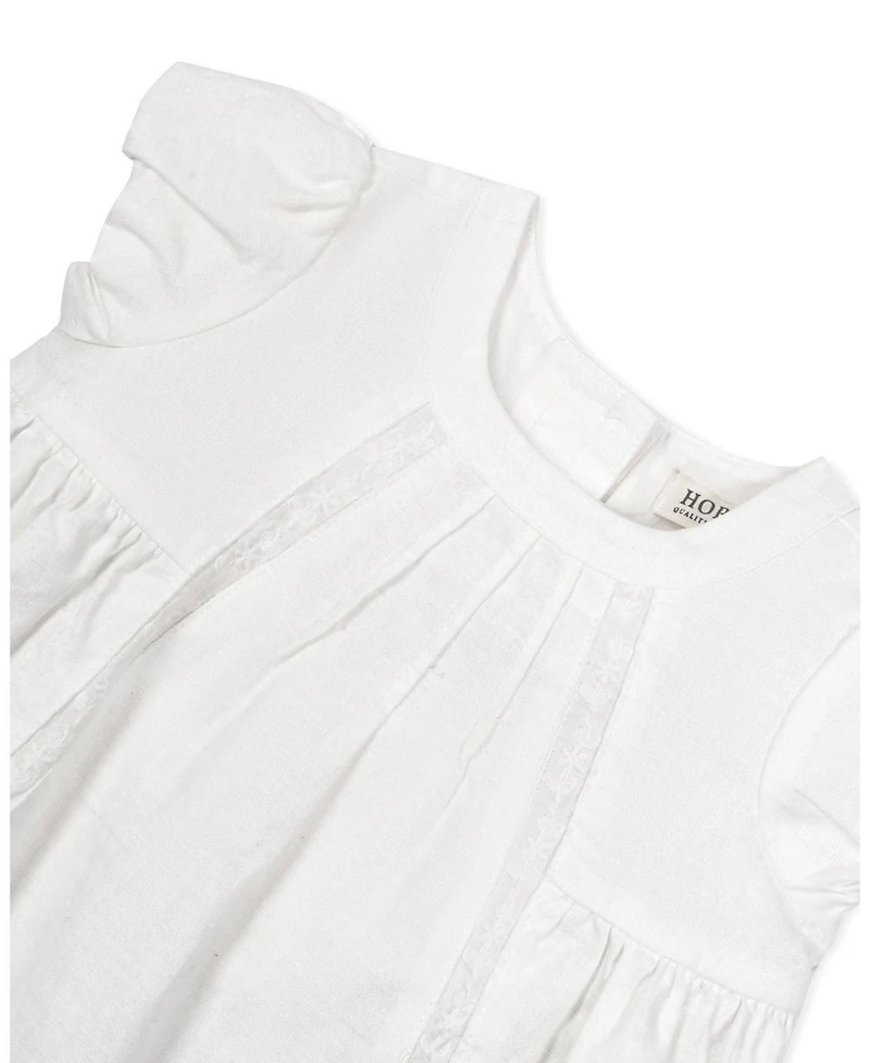 Hope & Henry Baby Short Sleeve Special Occasion Linen Pintuck Dress