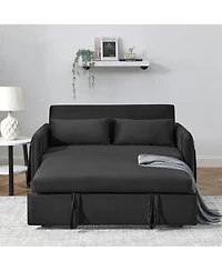 Maison Boucle 55" Velvet Sleeper Sofa with Pull-Out Bed, Reclining Backrest & Side Storage Pockets, Convertible Bed for Small Spaces-Maison Boucl