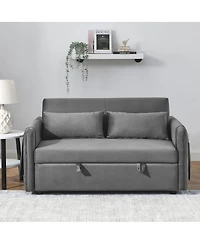 Maison Boucle 55" Velvet Sleeper Sofa with Pull-Out Bed, Reclining Backrest & Side Storage Pockets,Convertible Bed for Small Spaces-Maison B