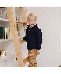 Hope & Henry Boys Organic Mock Neck Cable Sweater with Buttons