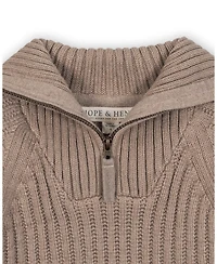 Hope & Henry Little and Big Girls' Organic Half Zip Raglan Sweater Dress