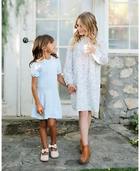 Hope & Henry Baby Girls' Organic Long Sleeve Ruffle Neck Smocked Yoke Dress